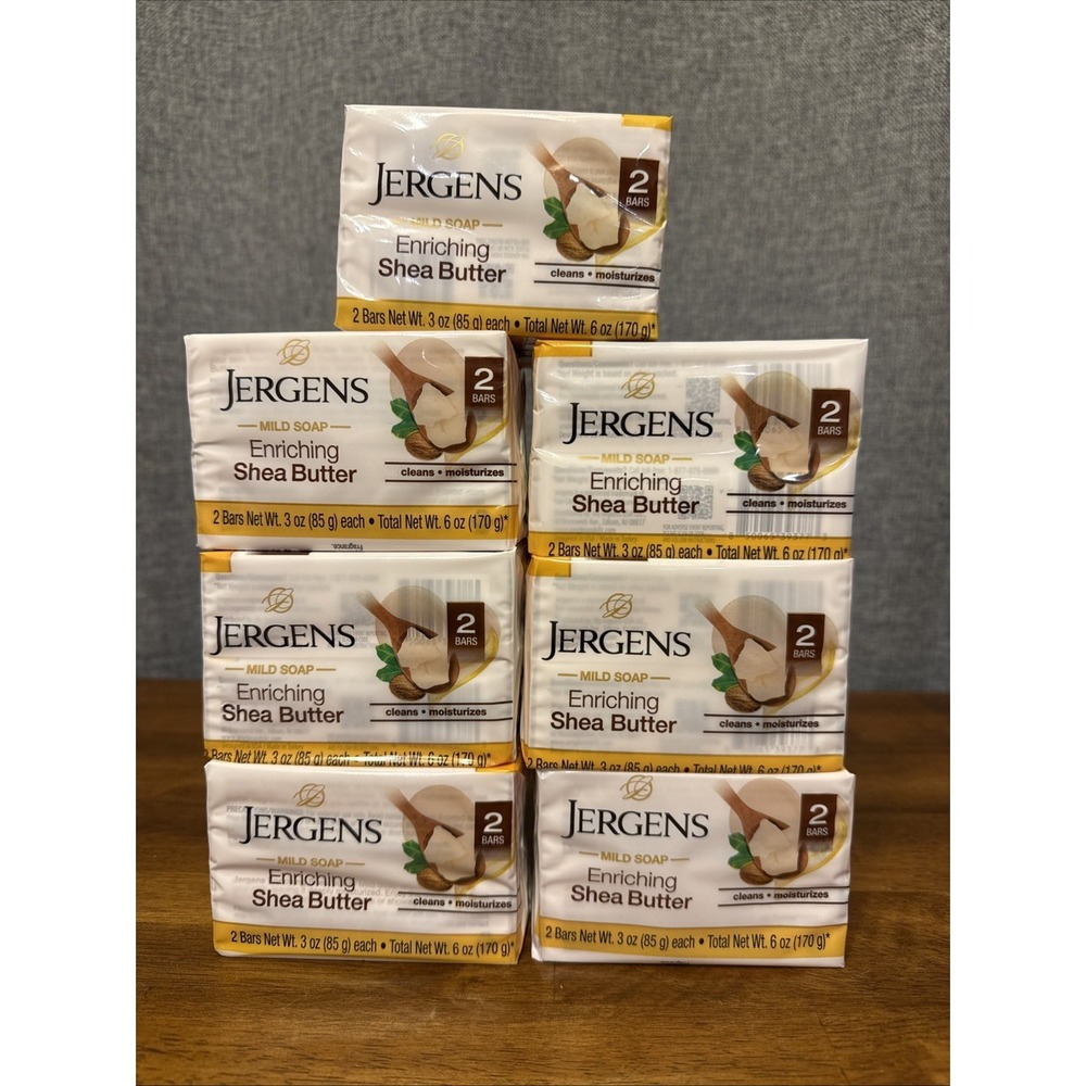 14 Bars Jergens Mild Soap Enriching Shea Butter 7 Packs w/ 2 Bars Each 3 oz Bars